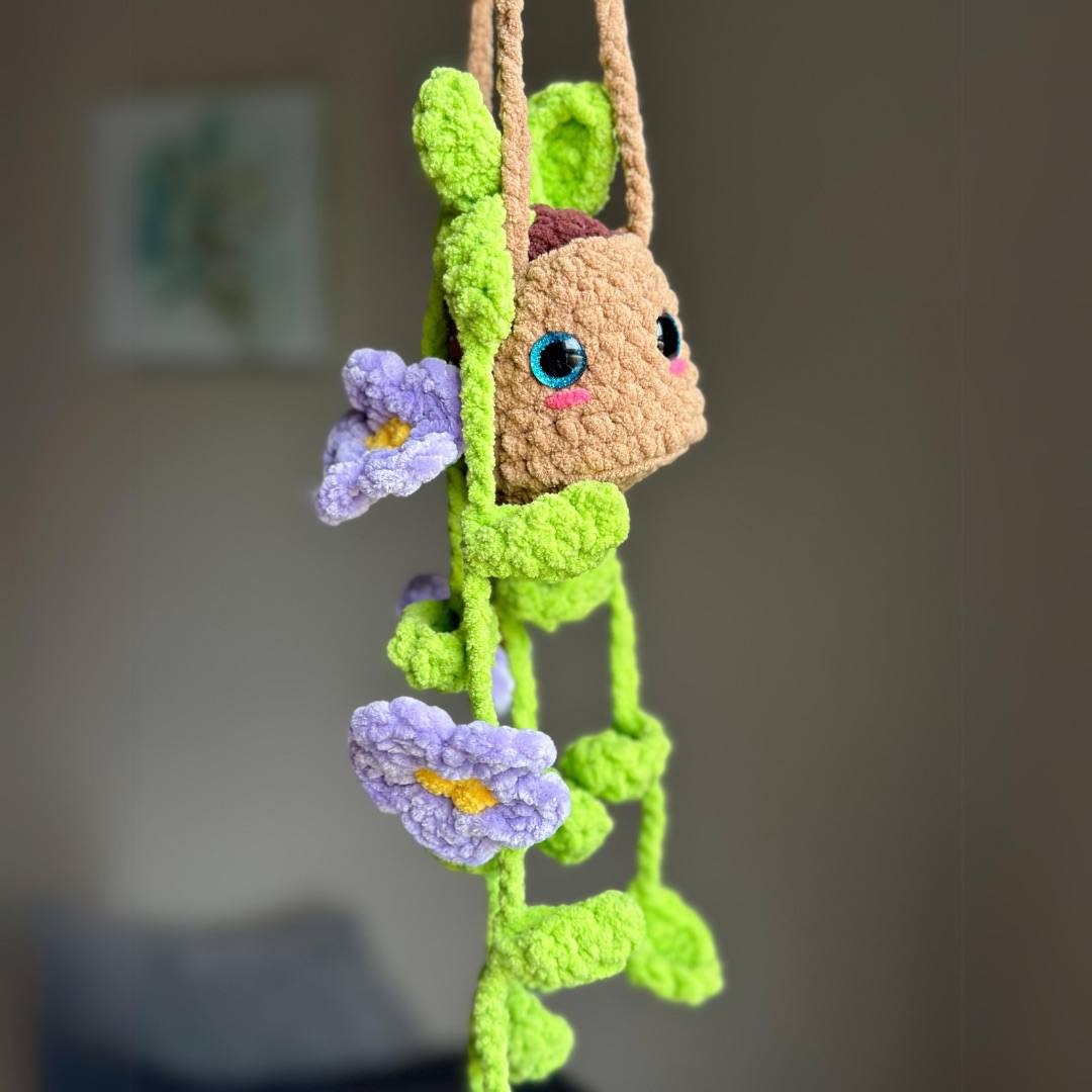 DIY Crochet Kit: Plushie Hanging Plant with Flowers