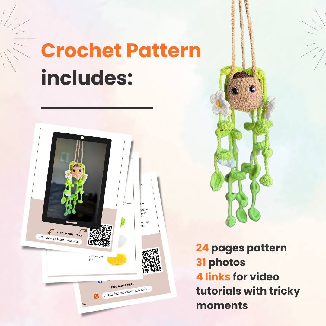 DIY Crochet Kit: Plushie Hanging Plant with Flowers