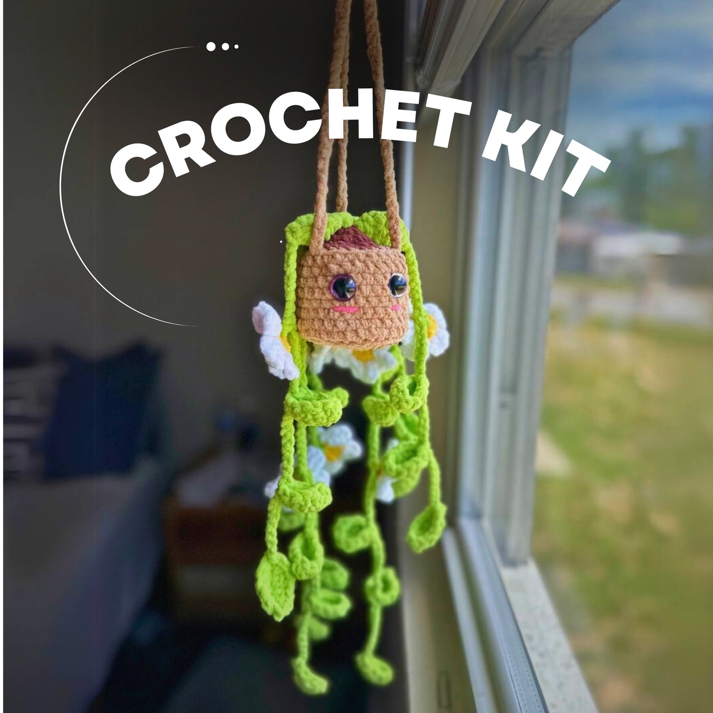 DIY Crochet Kit: Plushie Hanging Plant with Flowers