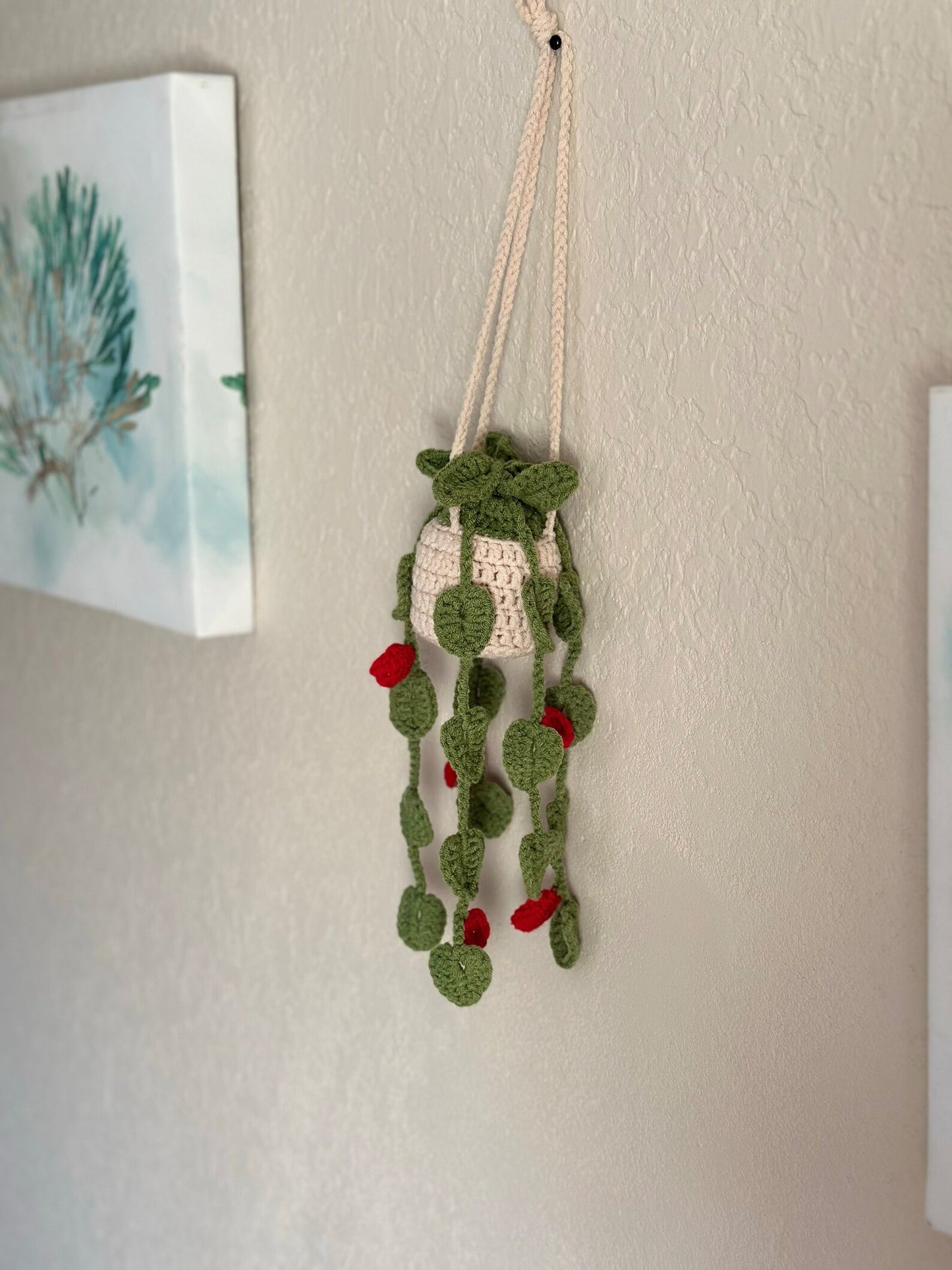 Hanging Plant with Red Flowers