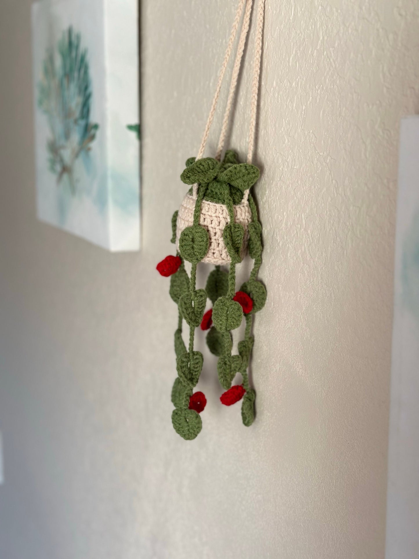 Hanging Plant with Red Flowers