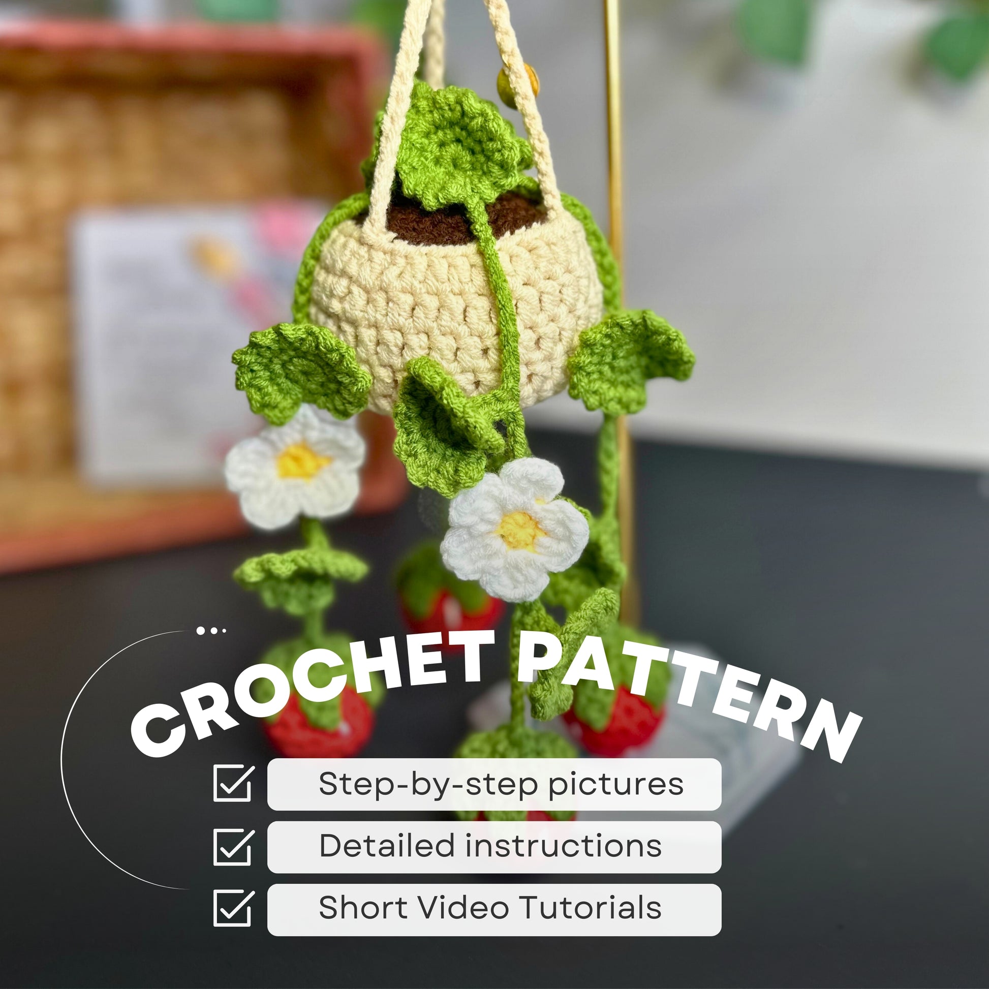 crochet hanging plant tutorial Hanging Strawberry Plant Crochet Pattern – Amigurumi PDF Tutorial – Mary Room