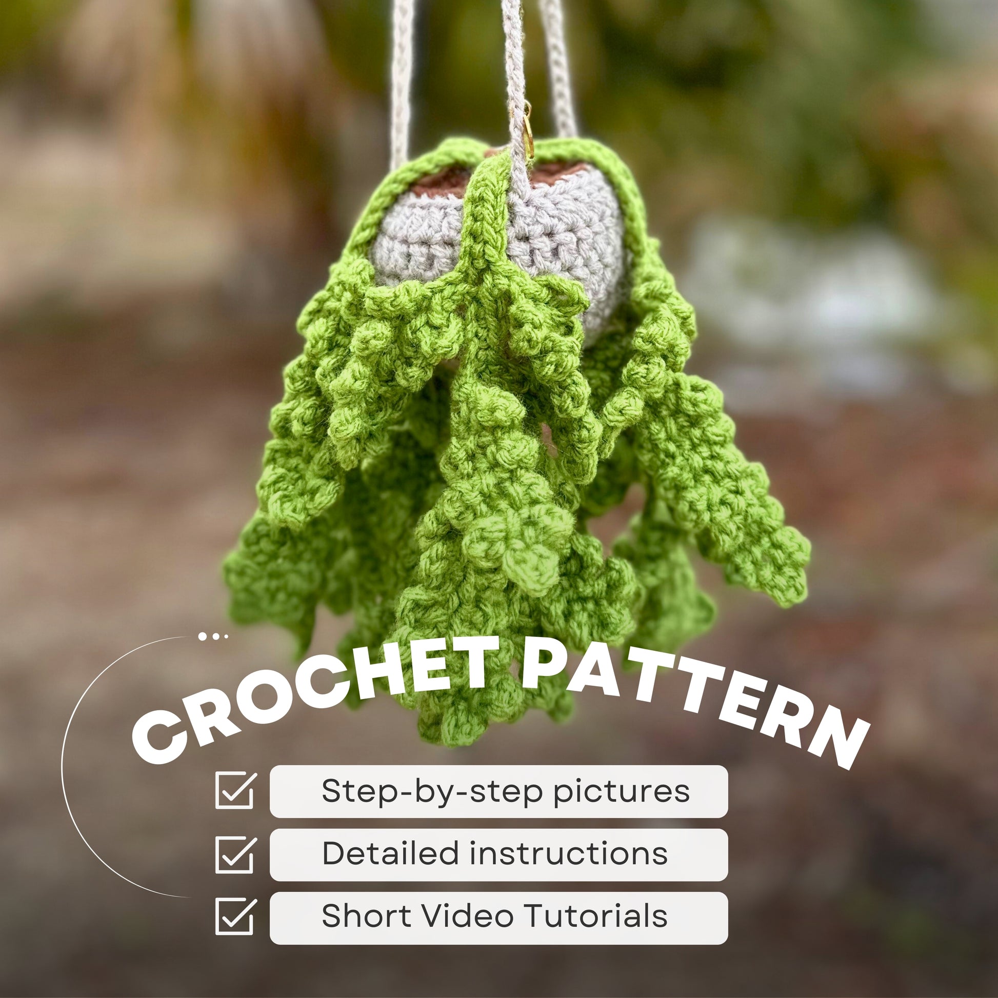 crochet hanging plant tutorial Hanging Fern Plant Crochet Pattern – Amigurumi PDF Tutorial – Mary Room