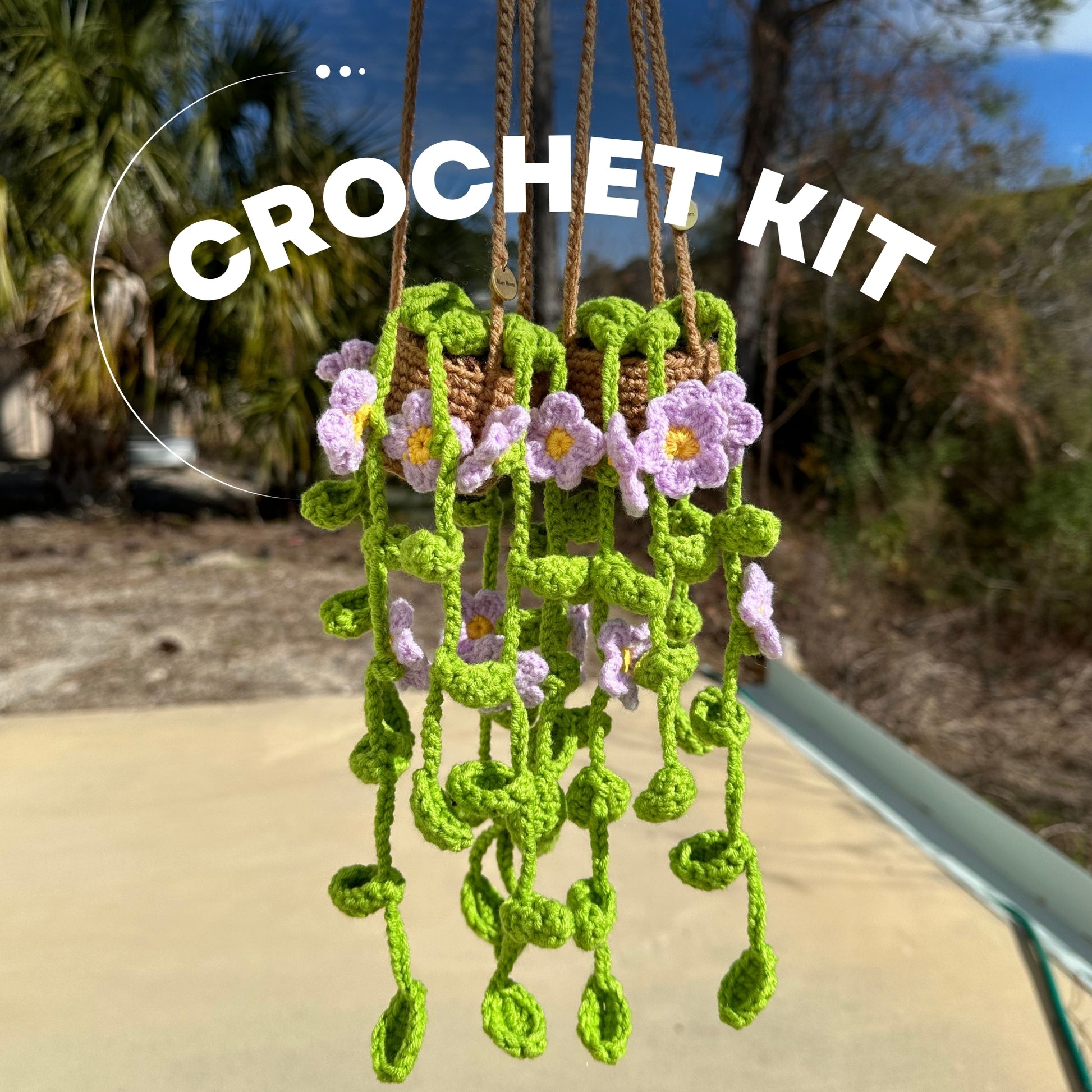 crochet hanging plant with flowers DIY Crochet Kit: Plant with Daisy Flowers – Amigurumi Craft Kit – Mary Room