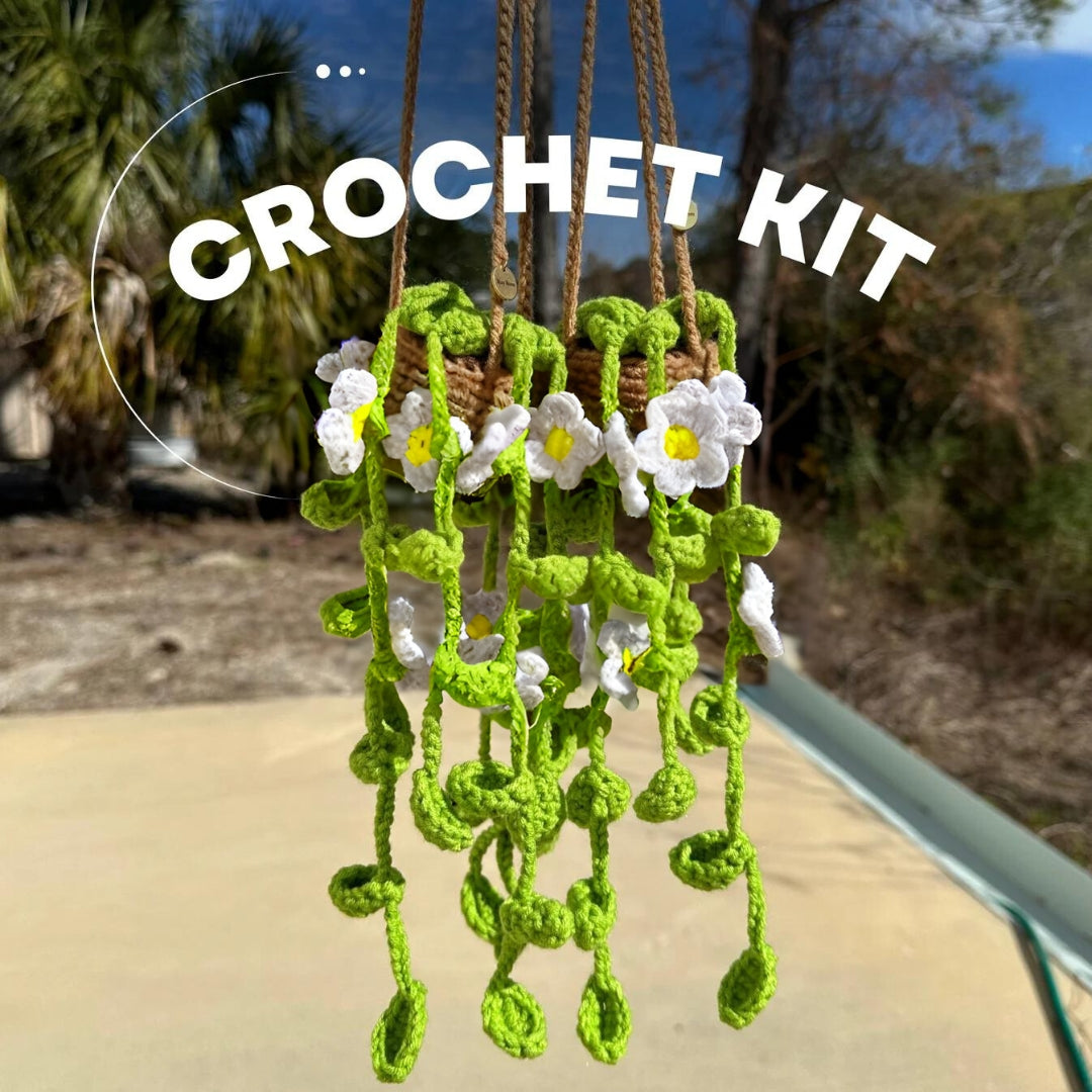 hanging crochet plant DIY Crochet Kit: Plant with Daisy Flowers – Amigurumi Craft Kit – Mary Room