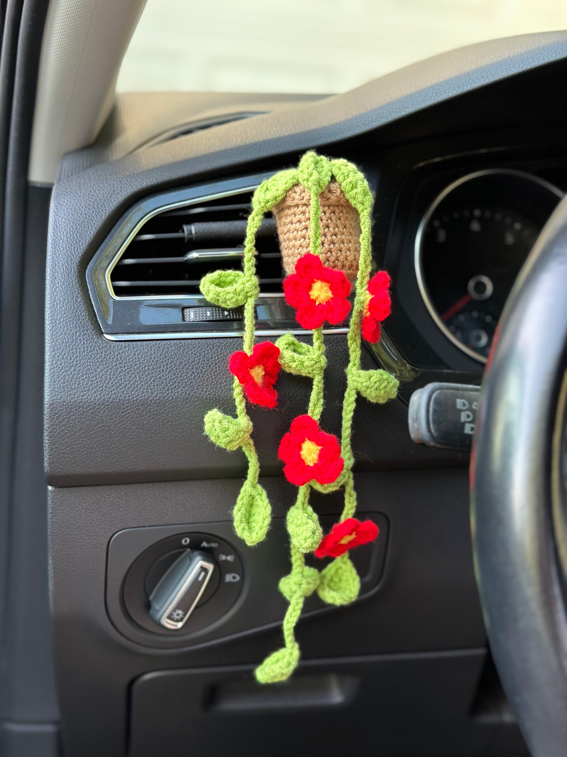 Lavender scented crochet plant car vent clip gift