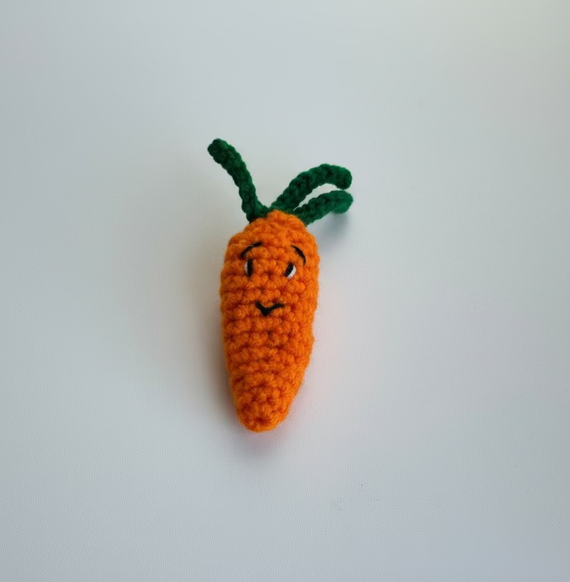 Handmade carrot crochet acrylic yarn with hair clip