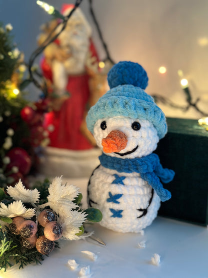 Handmade snowman amigurumi kit for beginner and intermediate crocheters