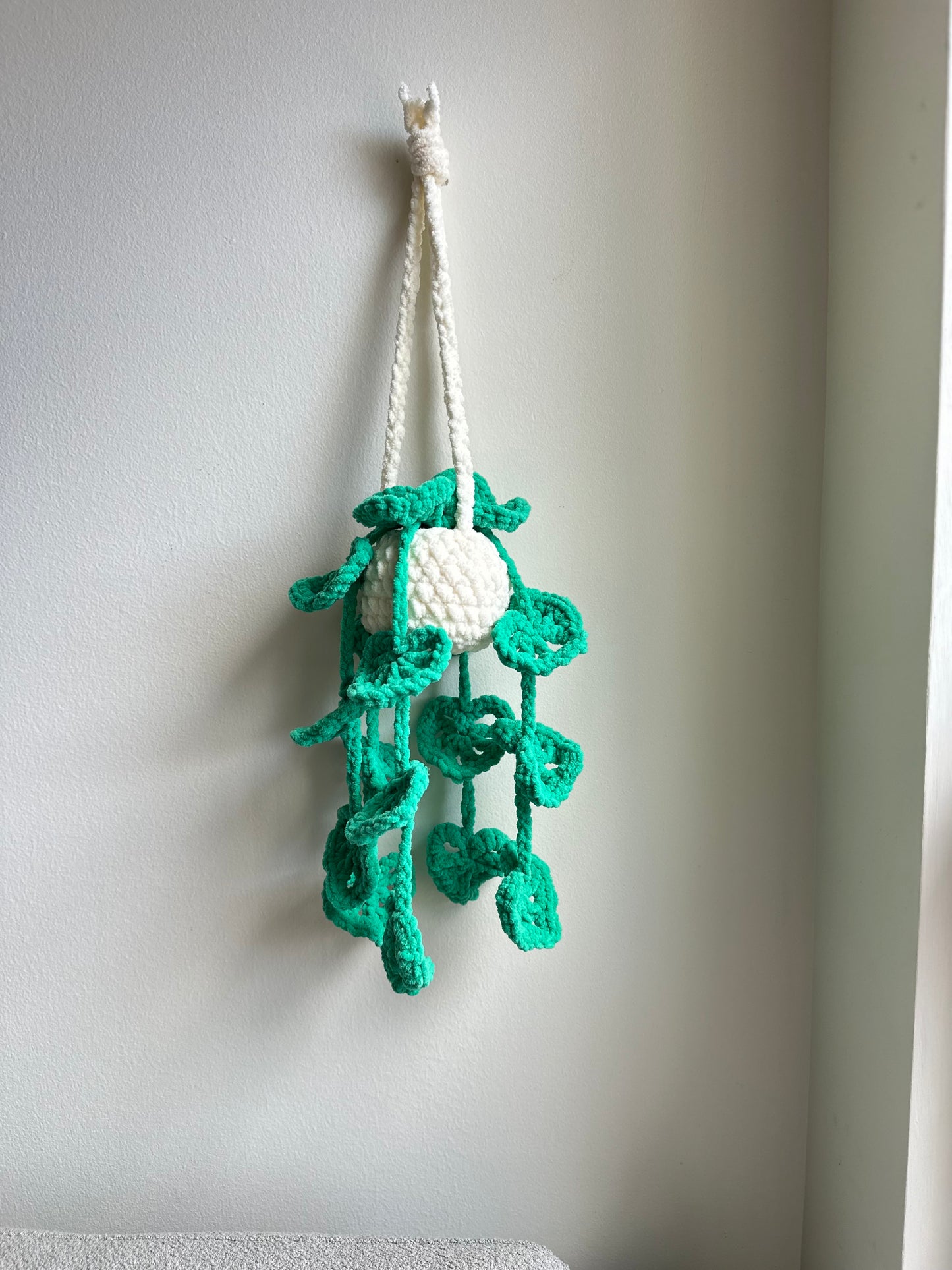 Handmade crochet String of Hearts plush plant home decor