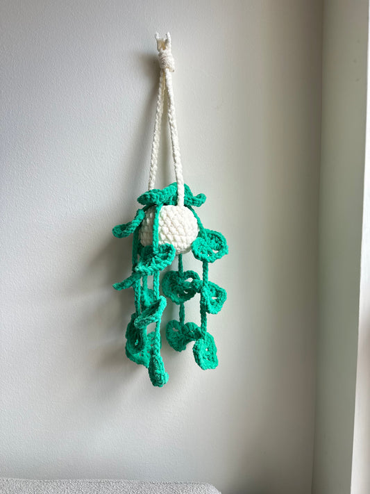 Handmade crochet String of Hearts plush plant home decor