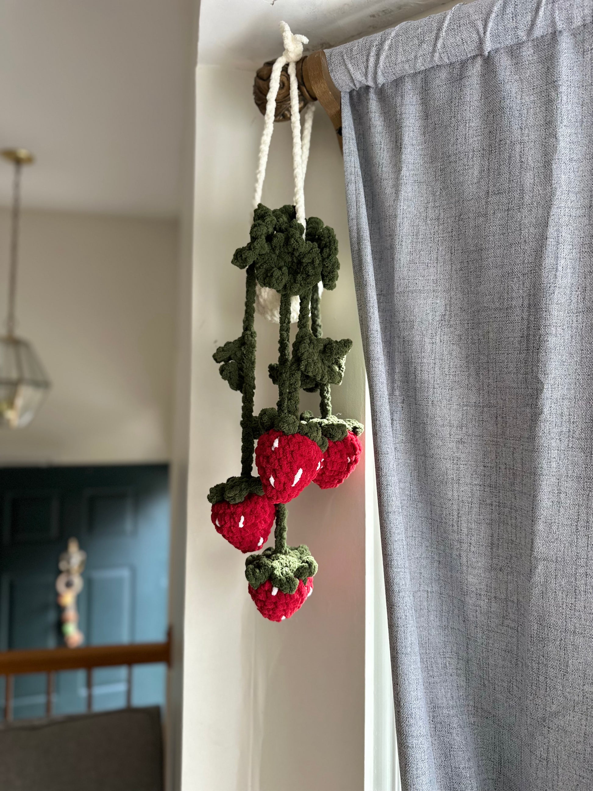 Soft crochet strawberry plush plant boho home accent