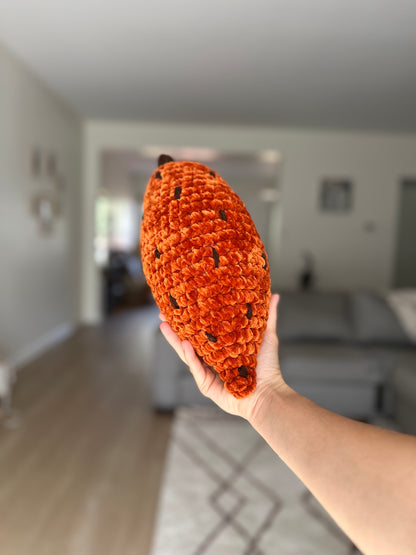 Cute amigurumi sweet potato pillow – cozy handmade crochet home decor gift
