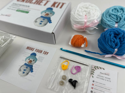 Stuffed snowman plush DIY crochet kit for Christmas crafting