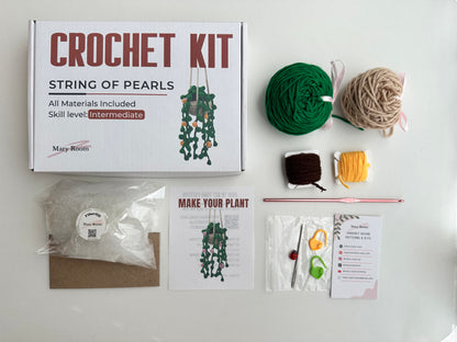 Crochet KIT string of pearls with the yellow  flowers