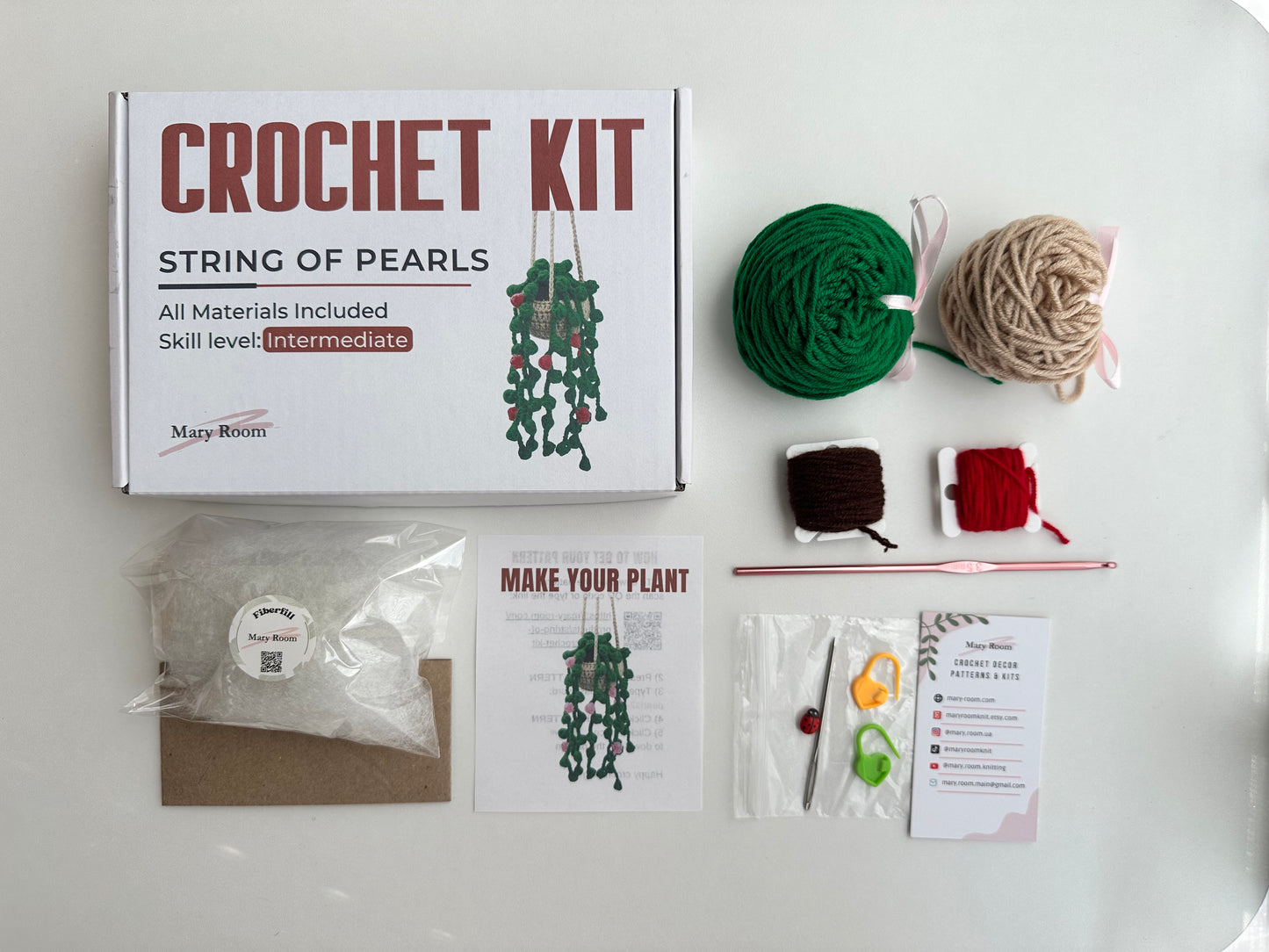 Crochet KIT String of Pearls with the RED FLOWERS