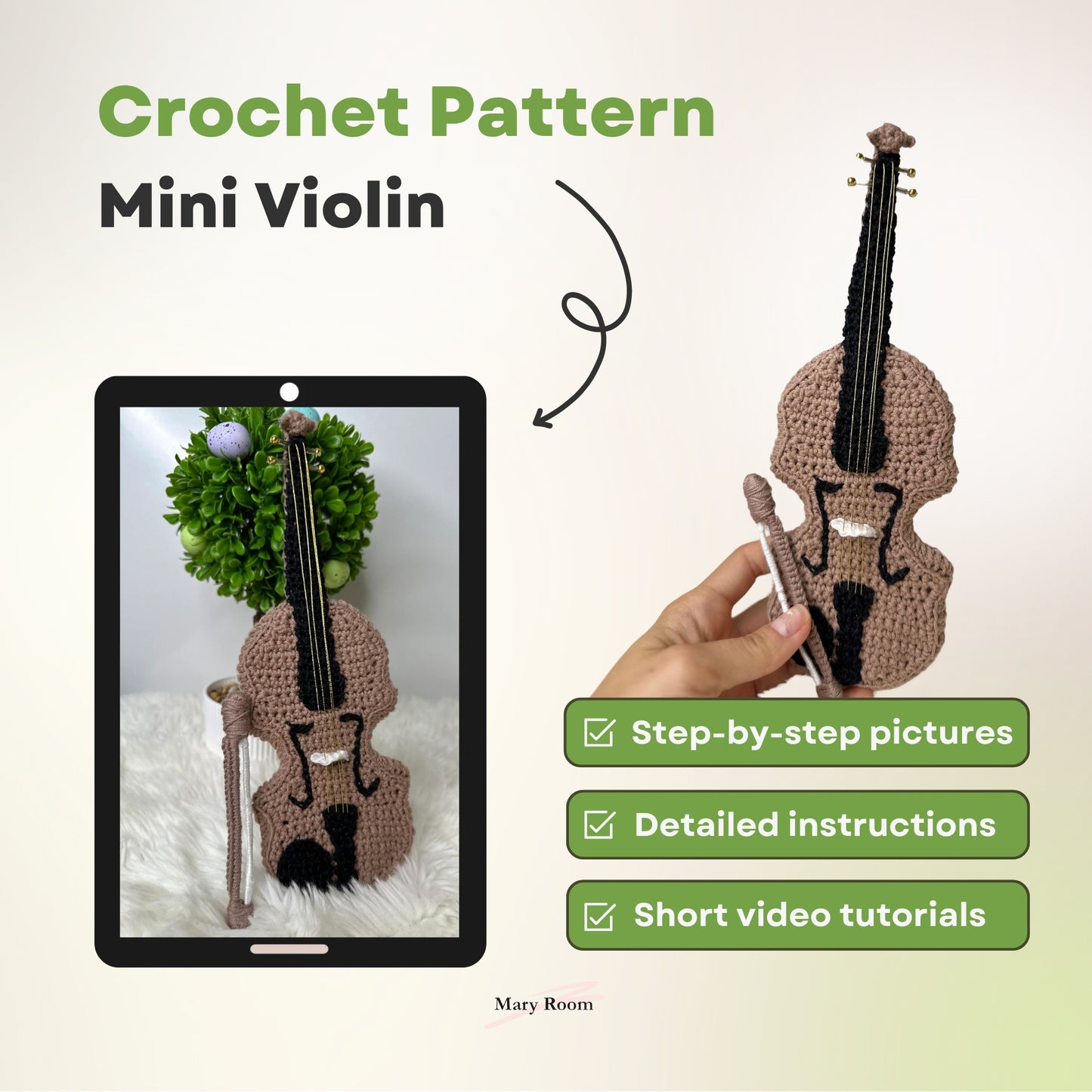 CROCHET MINI VIOLIN PATTERN